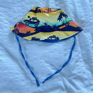 3 for $20 UV SKINZ Reversible Sun Hat Blue Sunset Beach Print Sz 2T